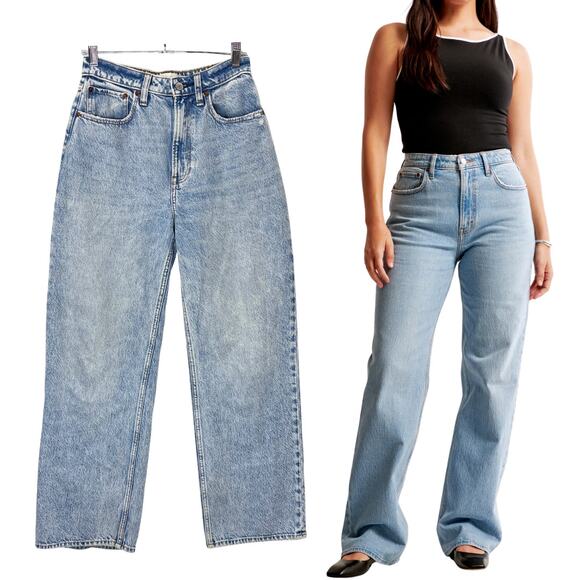 Abercrombie & Fitch Size 26 / 2 Short Jeans High Rise Curve Love Relaxed 90s Fit - Picture 1 of 16